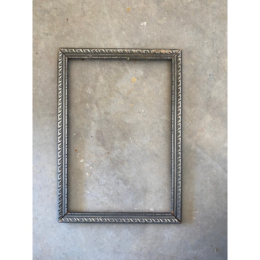 Vintage Ornate Silver Wood Picture Frame 11.5x15.5 Rectangular Open Frame